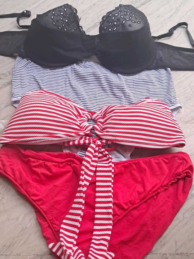 combo Of Four Imported Fabric Bra N Panty  set