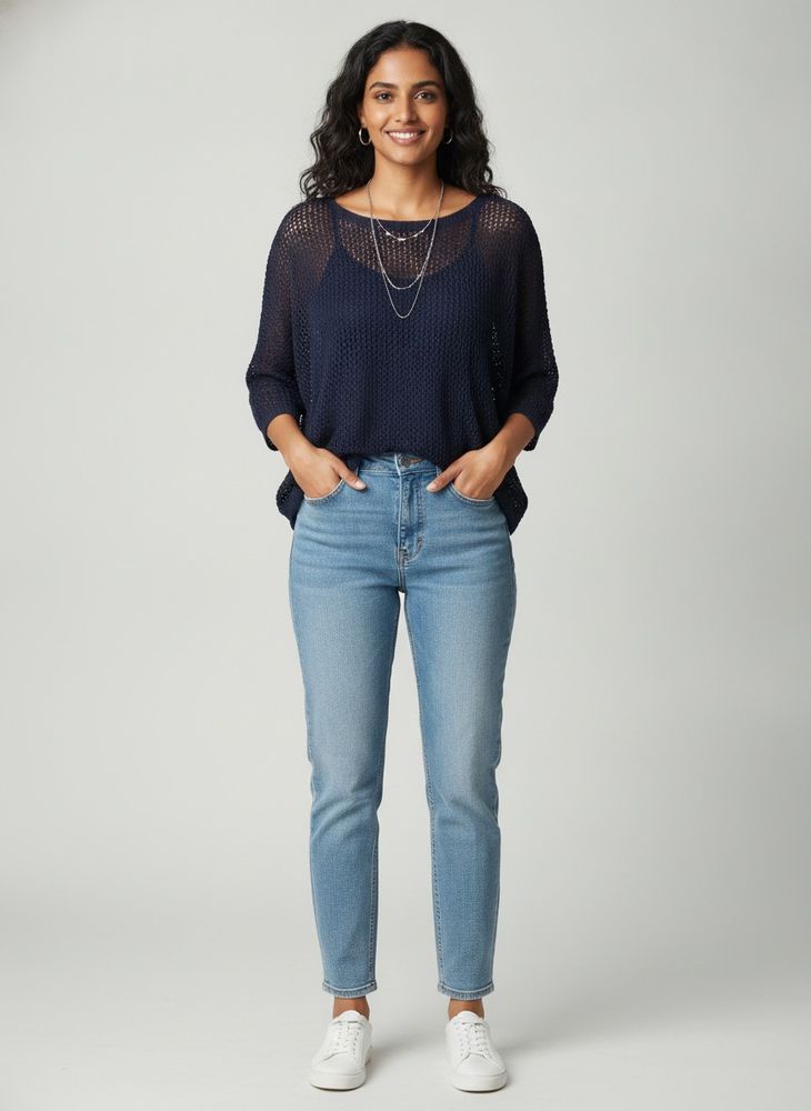 Navy Blue Knit Top