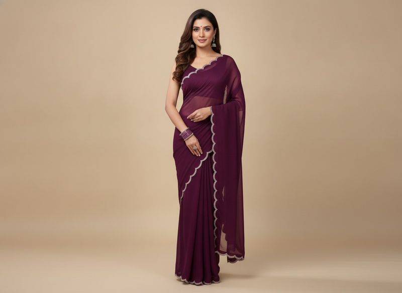 Elegant Purple saree with Border