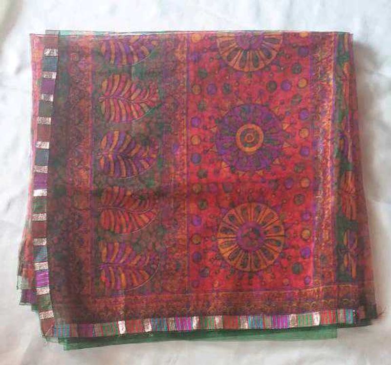 Vibrant Saree with Traditional Motifs