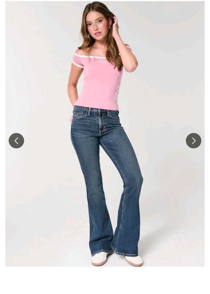 High waisted Flared Dark Wash Jeans