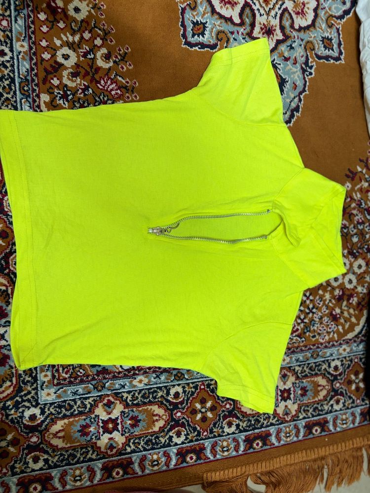 Neon Zip Neck T-Shirt