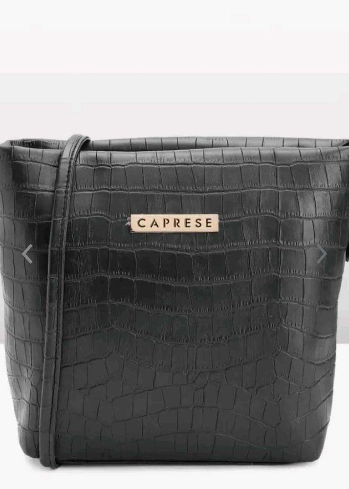 Caprese Black Croc Embossed Shoulder Bag
