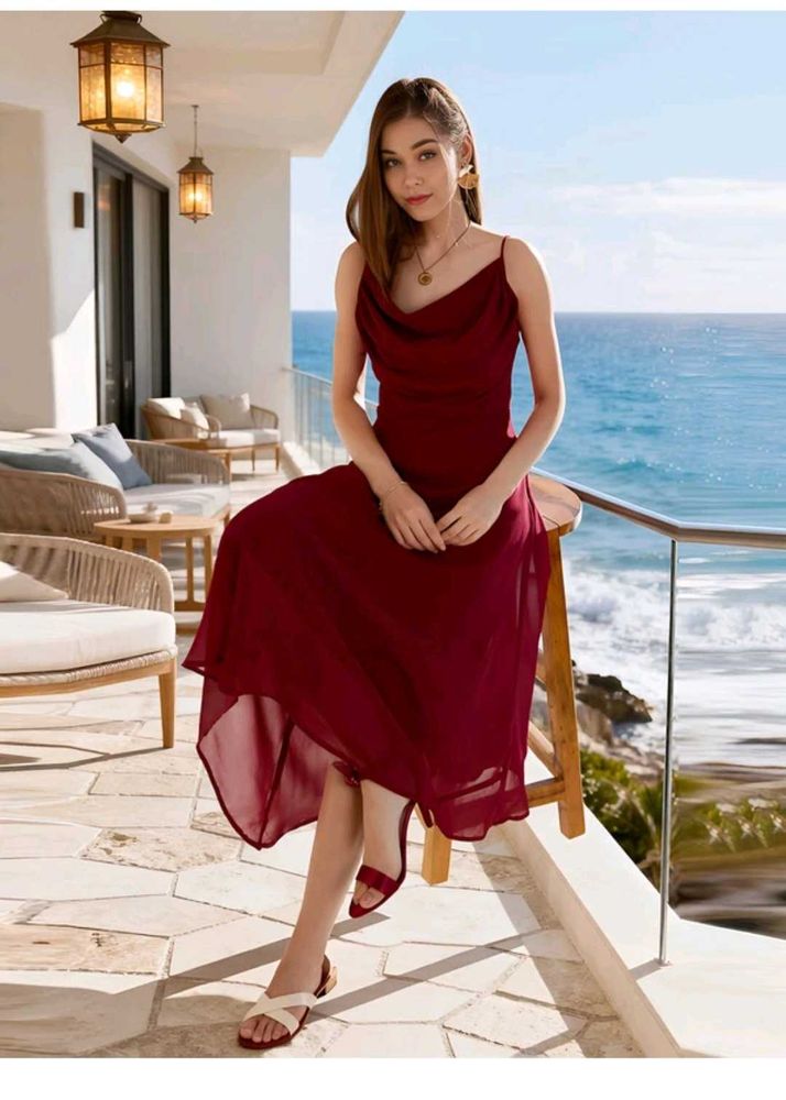 Elegant Burgundy Midi Dress