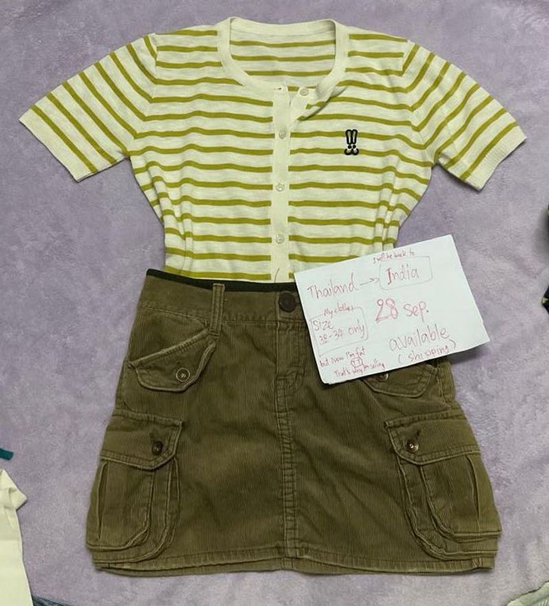 Set knit32-34 with skirt olive 28