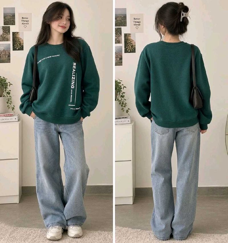 Oversized Green Graphic Sweatshirt