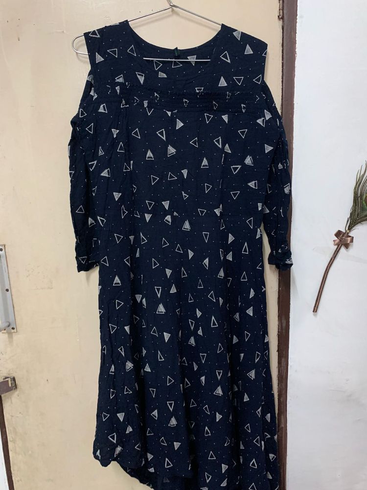 Navy Blue Cold Shoulder Dress