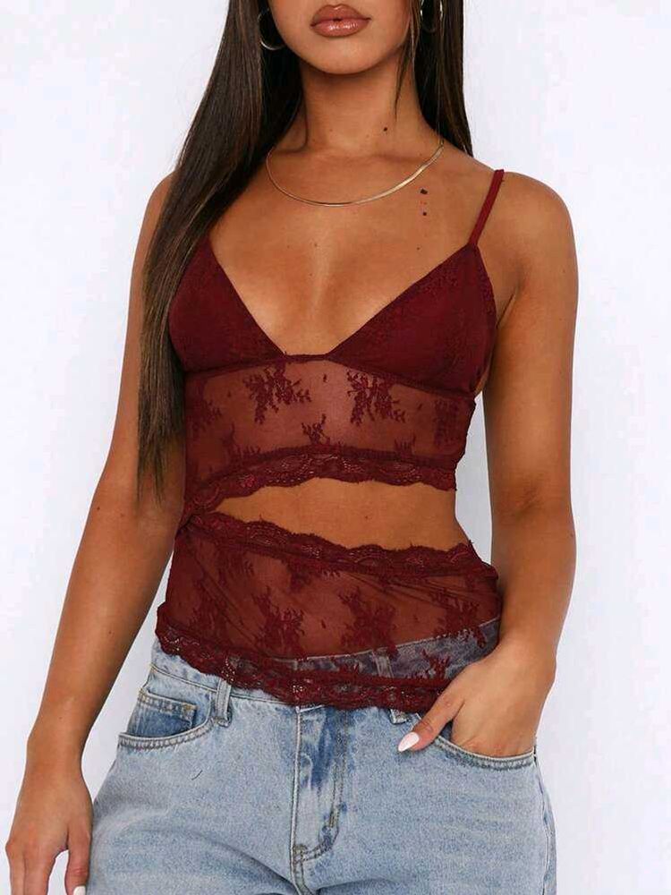 Burgundy Lace Cami Top