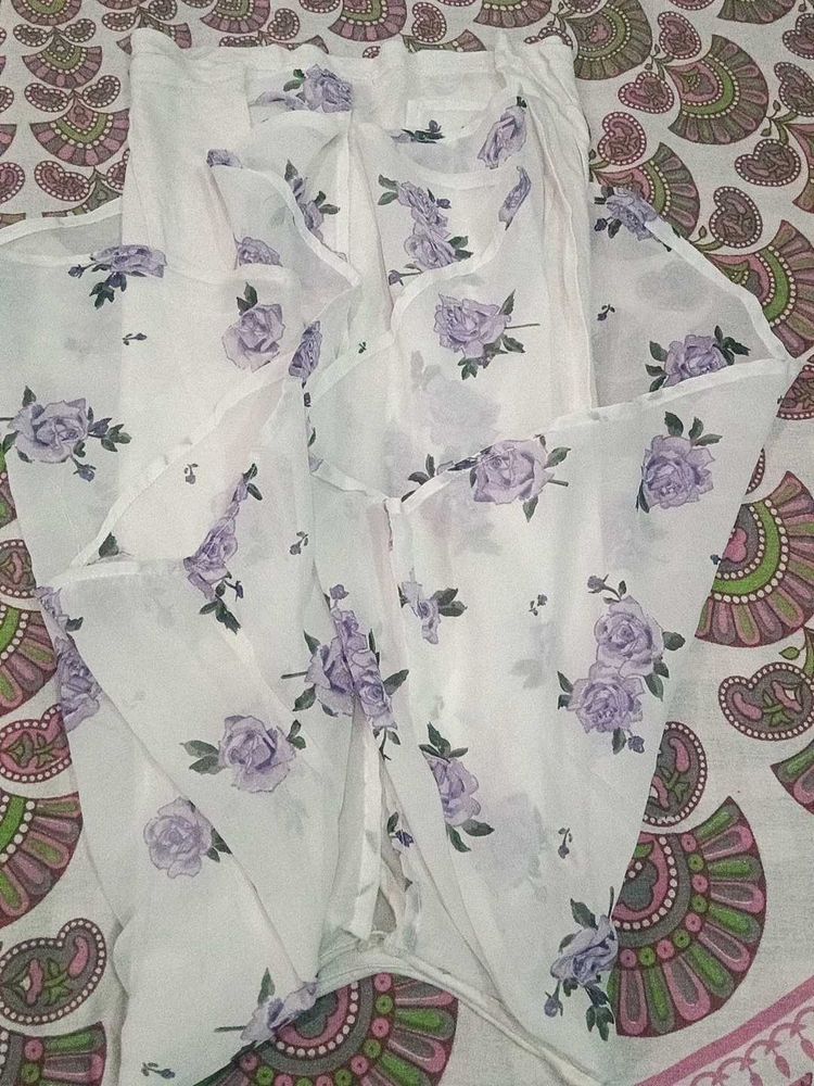 Twinning Floral Print Ruffle Sleeve Tops (Set of