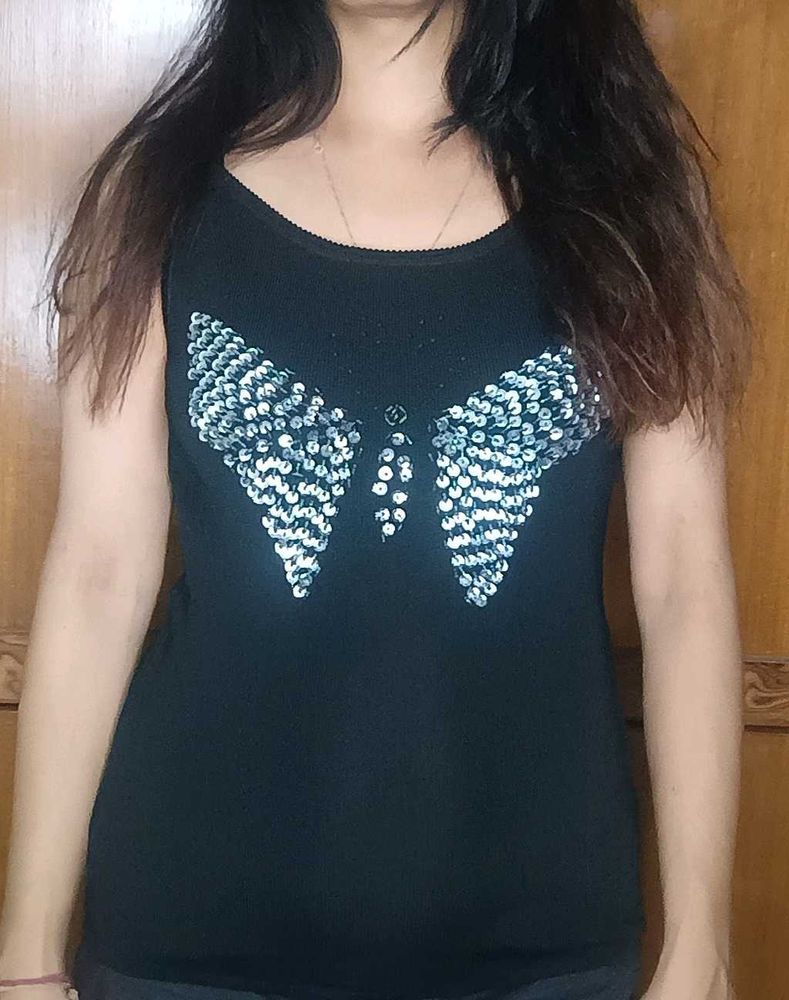 Sequin Butterfly Tank Top