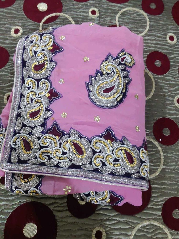 Beautiful Pink Embroidered Saree