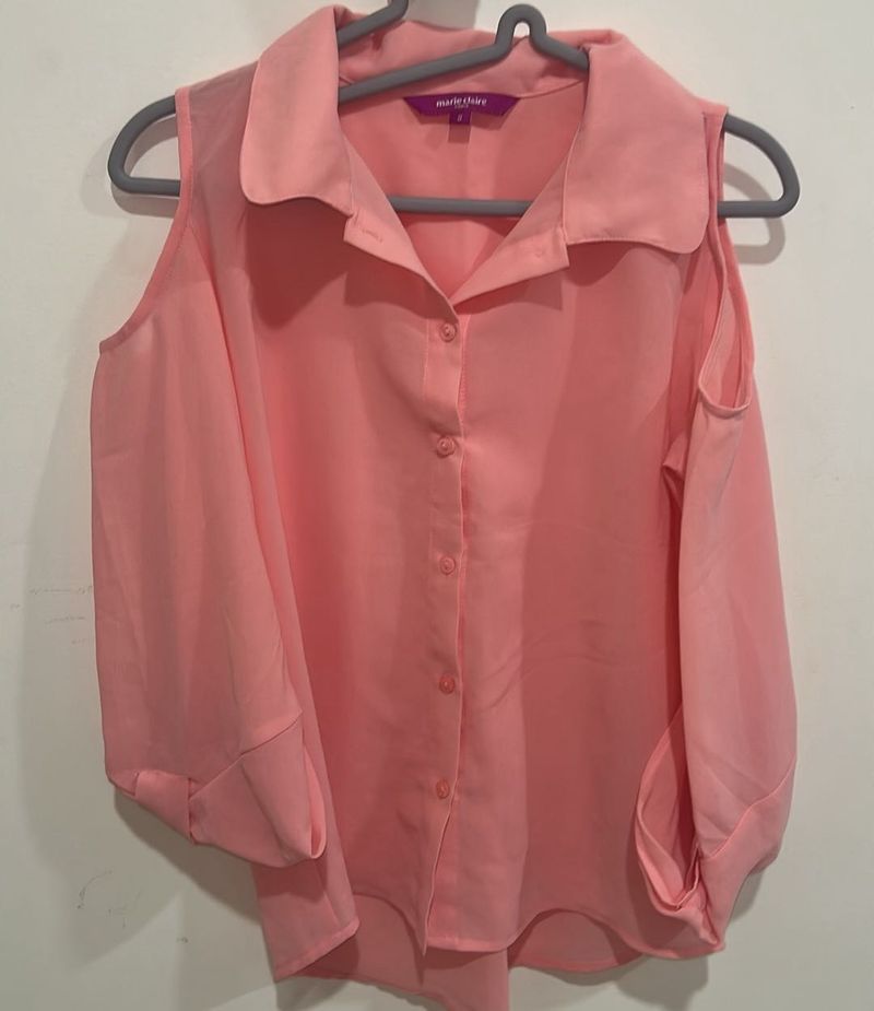 Chic Pink Cold Shoulder Blouse