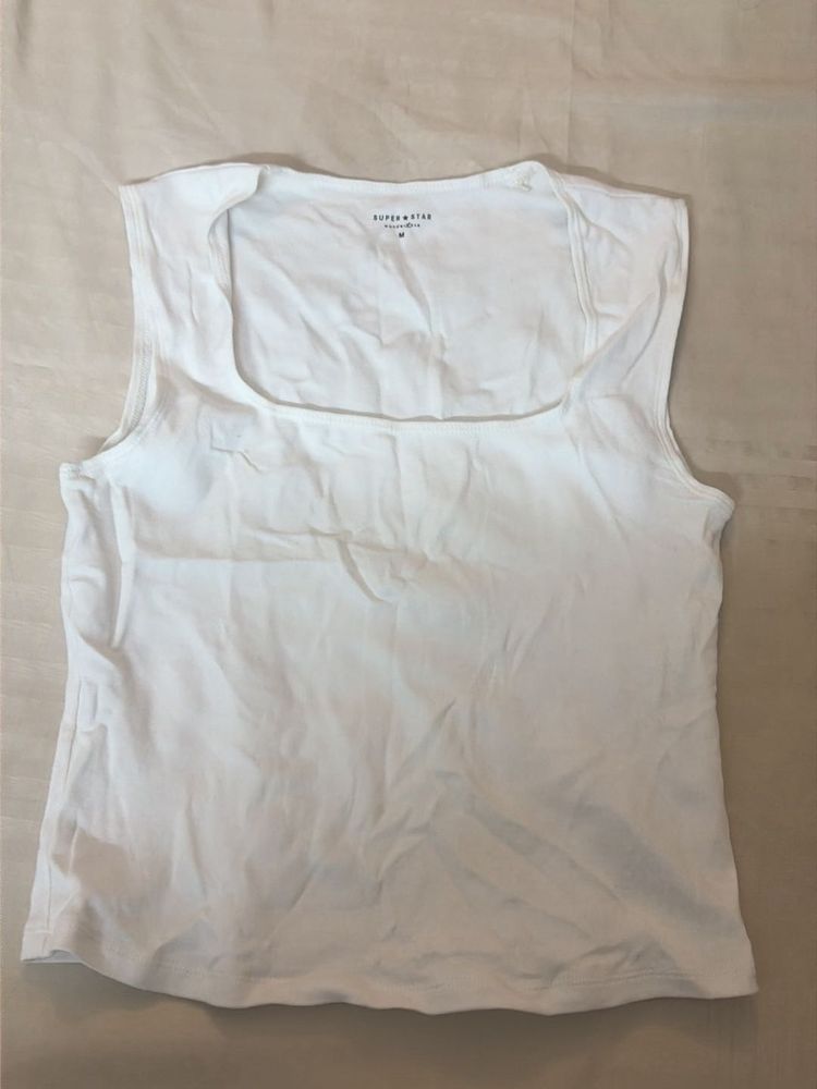 White Square Neck Tank Top