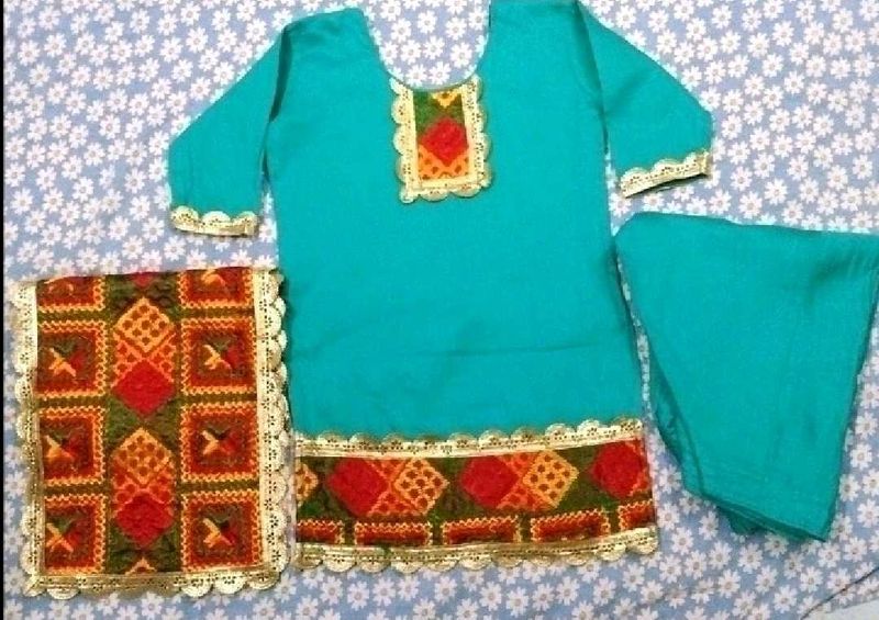 Teal Kurta Set with Phulkari Dupatta