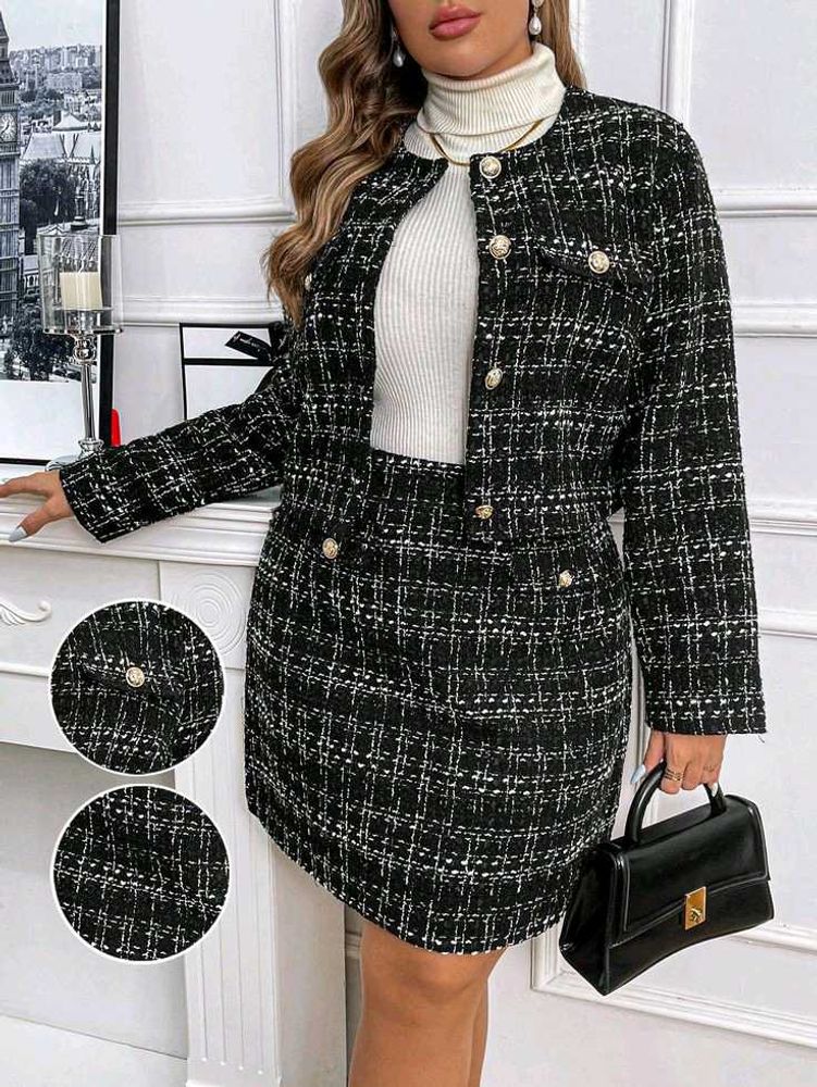 Made In Korea Tweed Set Blazer And Skirt