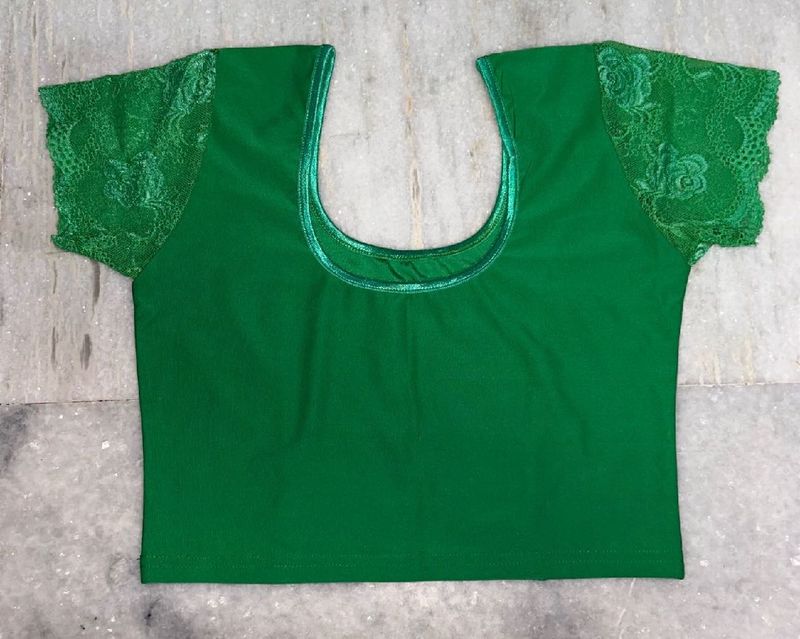 Green Lace Sleeve Blouse