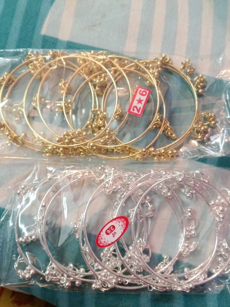 Gold &amp; Silver Tone Bangles with Bells