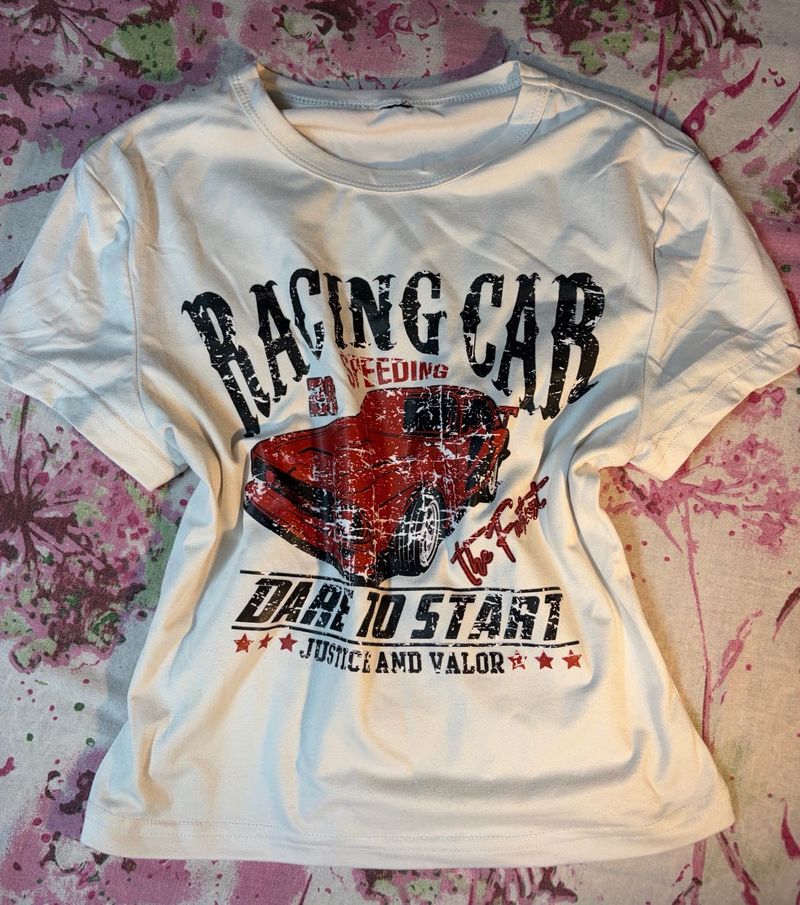 Basic? Never. White Graphic IT-GIRL Baby Tee | 🏁