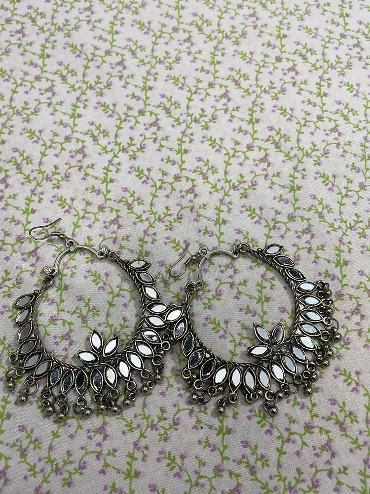 Mirror Work Jhumka Earrings