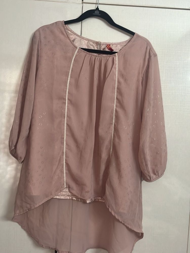 Sheer Pink Embellished Top