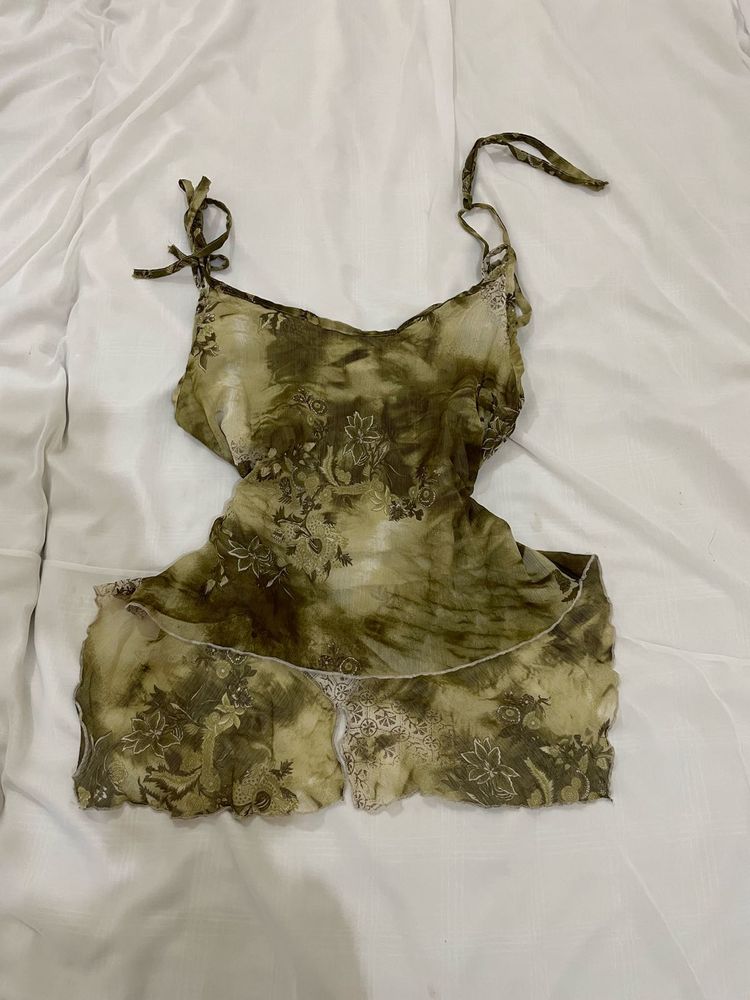 Unique Green Tie-Dye y2k top