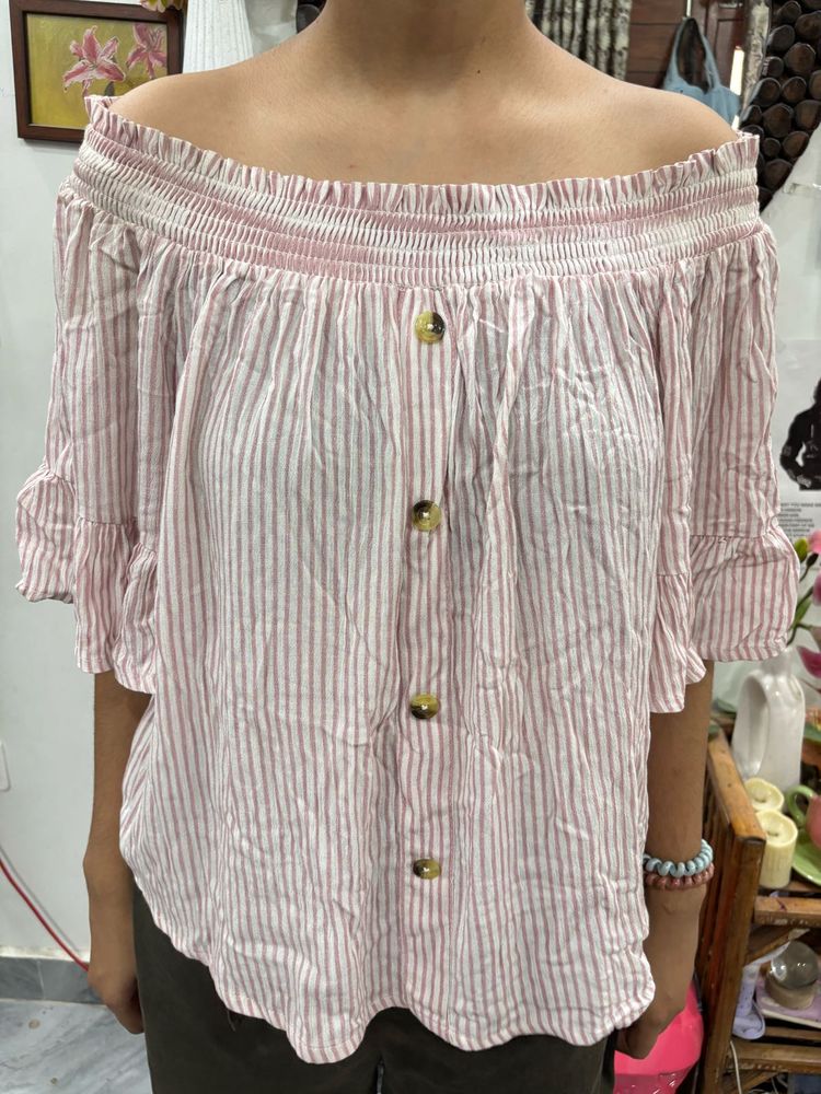 Chic Off-Shoulder Striped Top