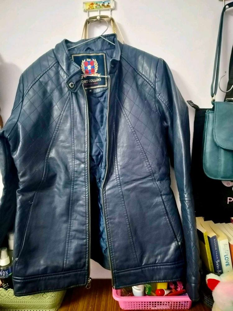 Fort Collins Blue Faux Leather Jacket (Size M)