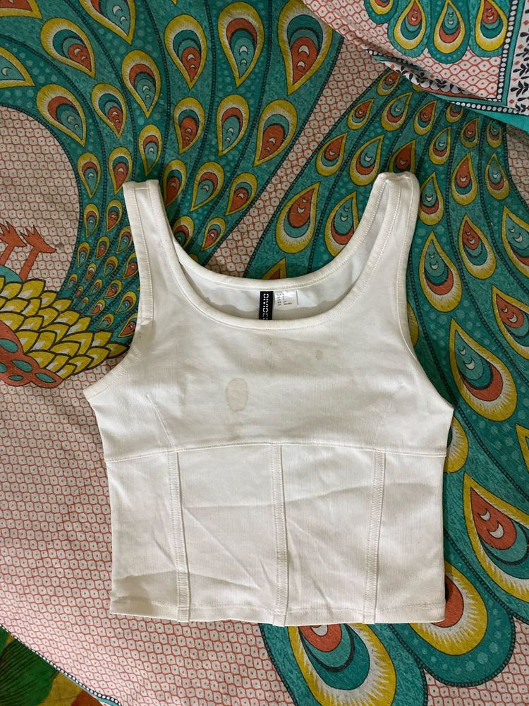White Cropped Tank Top