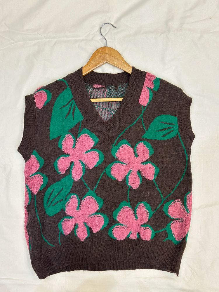 Floral Knit Vest
