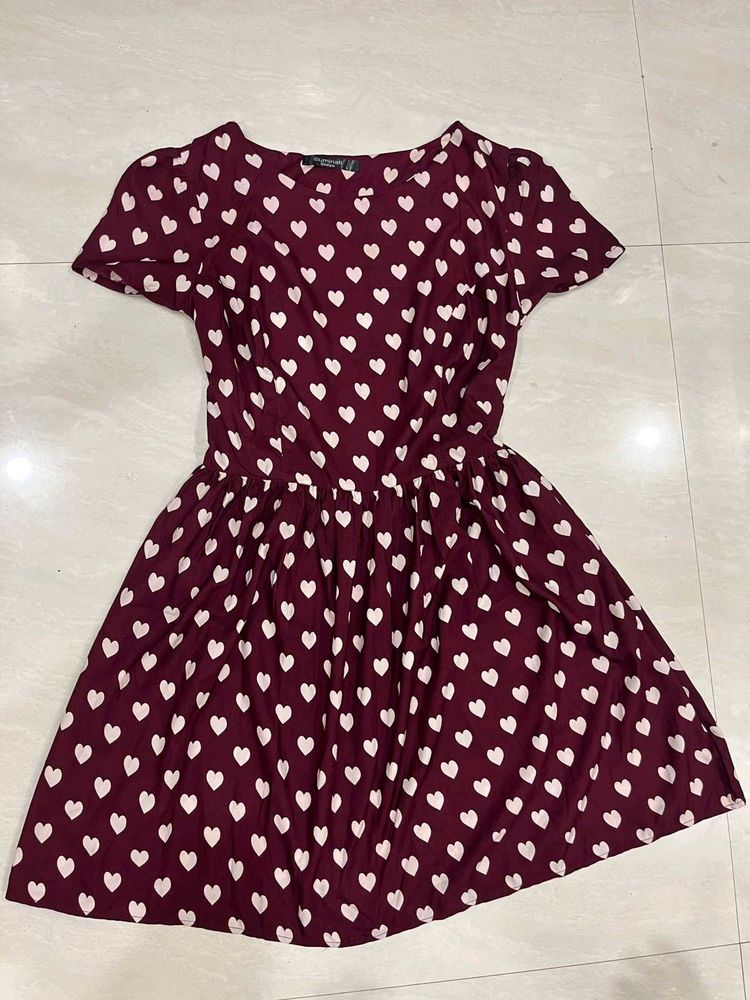 Cute Heart Print A-Line Dress
