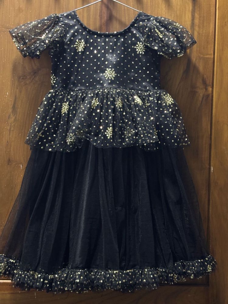 Girls' Black &amp; Gold Frock Dress