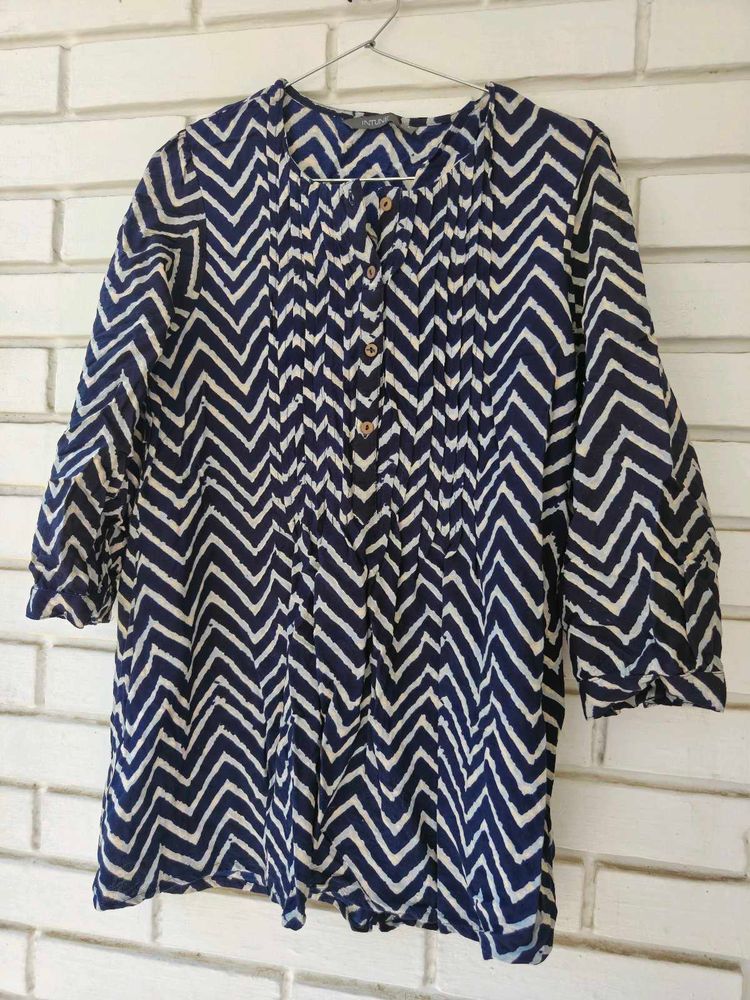 pure cotton Navy Blue Chevron Print Kurta