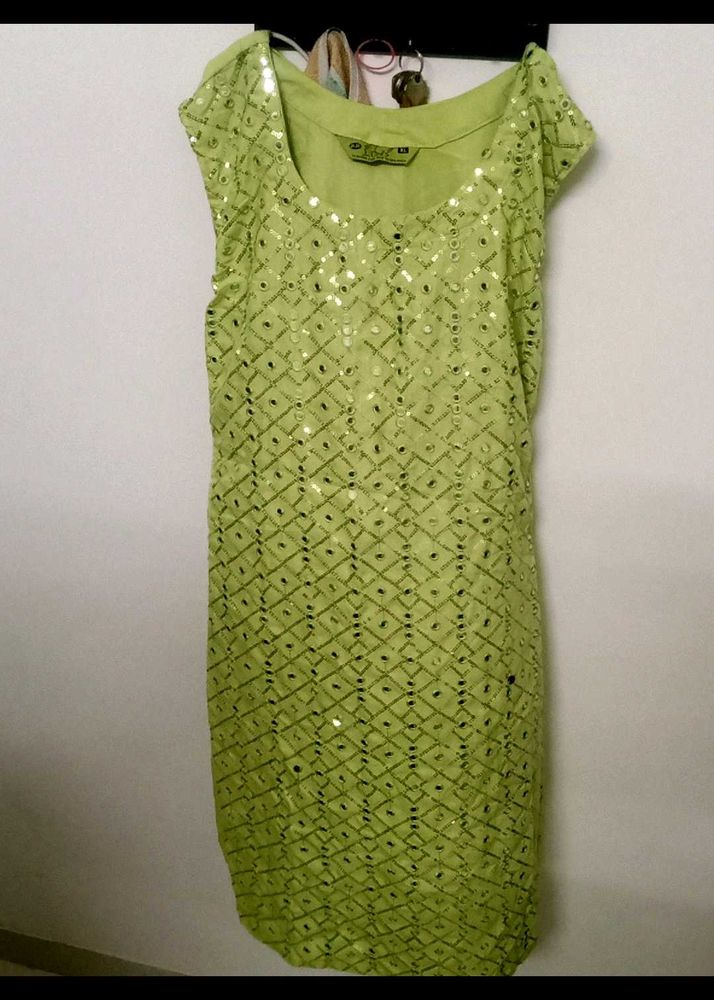 Lime Green Sequin Mini Dress