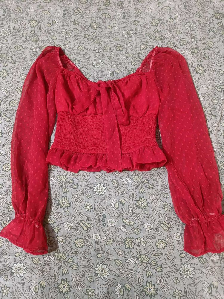Chic Red puff Sleeve Top