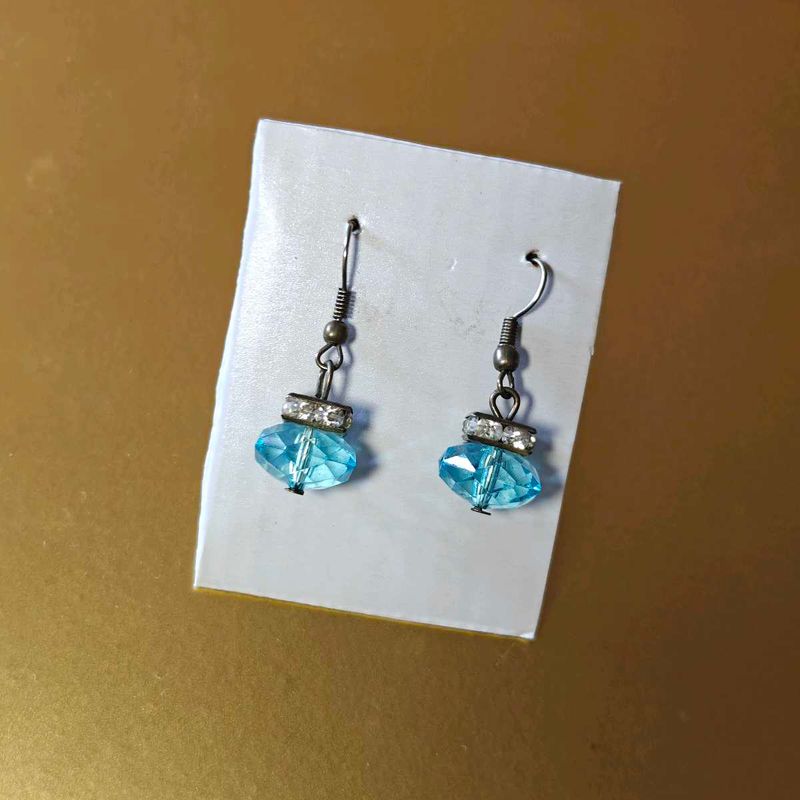 Sparkling Blue Crystal Drop Earrings