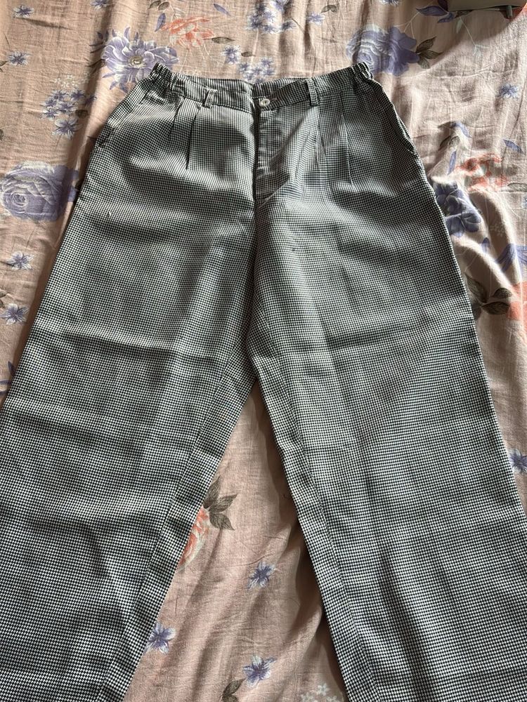 Checkered High-Waisted Trousers And Free Hair Oil