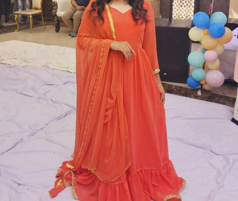 Elegant Orange Kurta Set with Dupatta