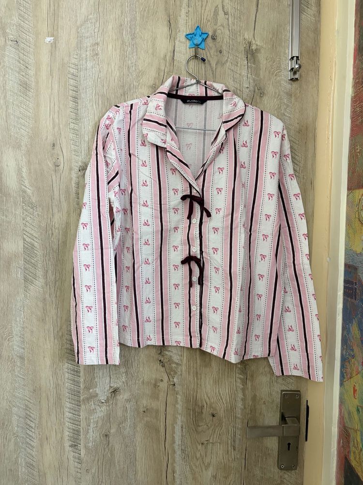 Cute Pink Striped Pajama Top