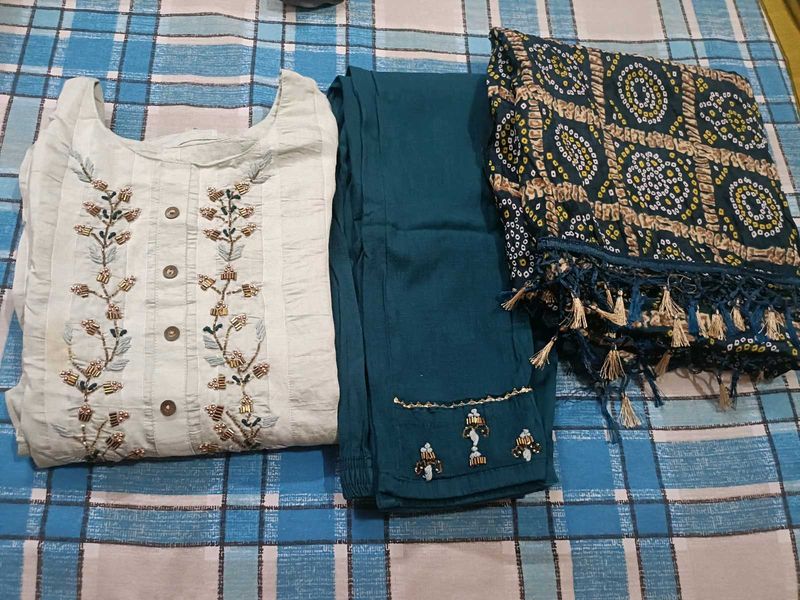 Embroidered Kurta Set with Dupatta