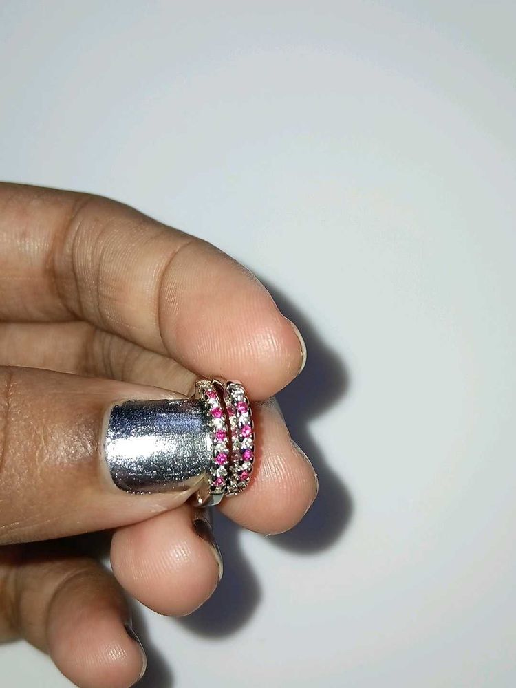 Diamond ruby hoop earrings ✨️
