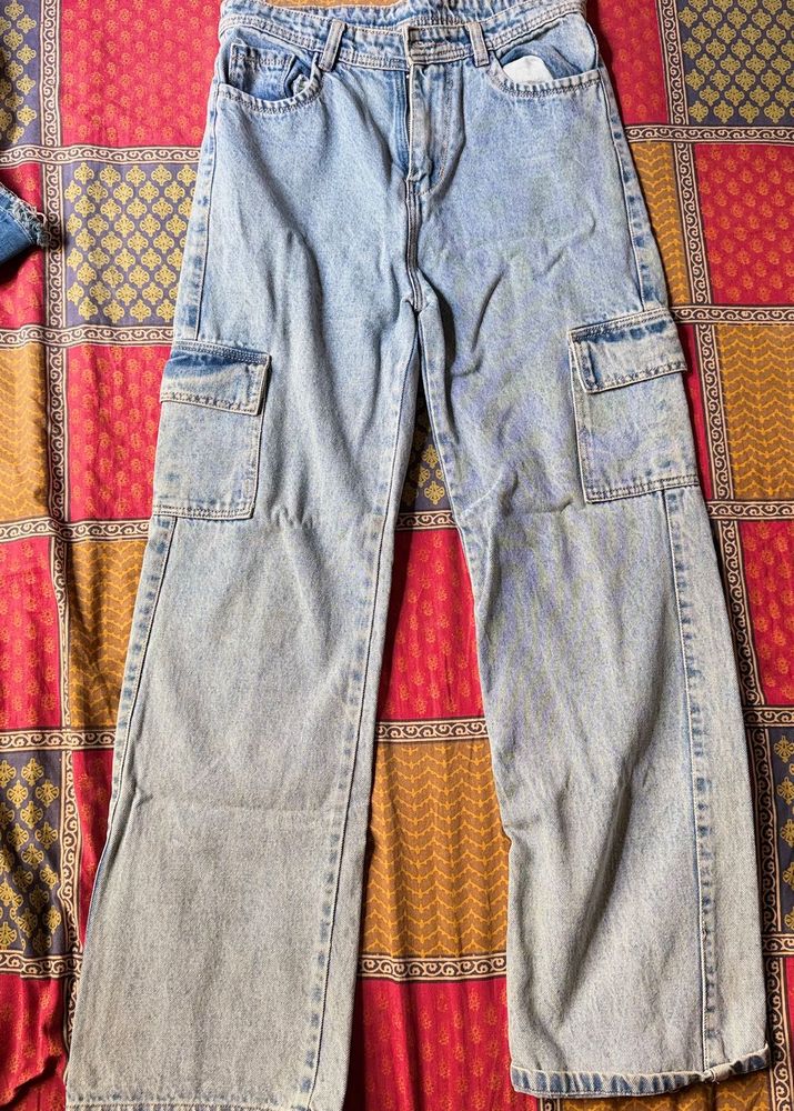 Light Wash Cargo Jeans