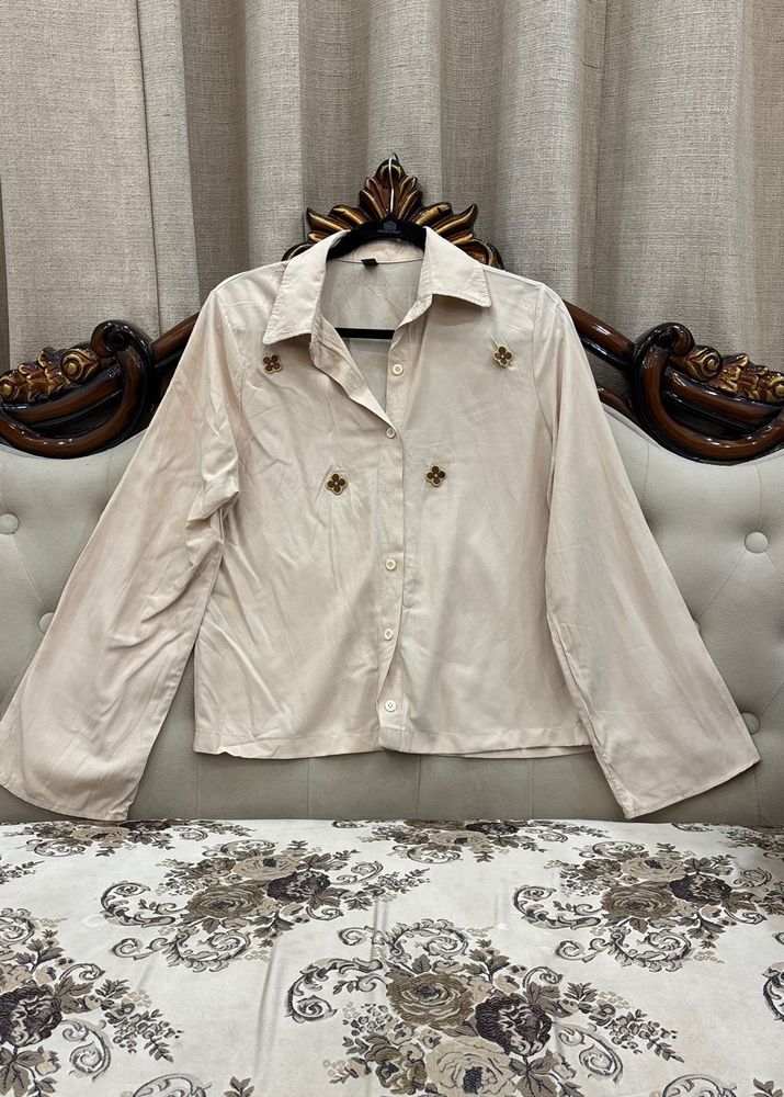 Elegant Beige Button-Down Top