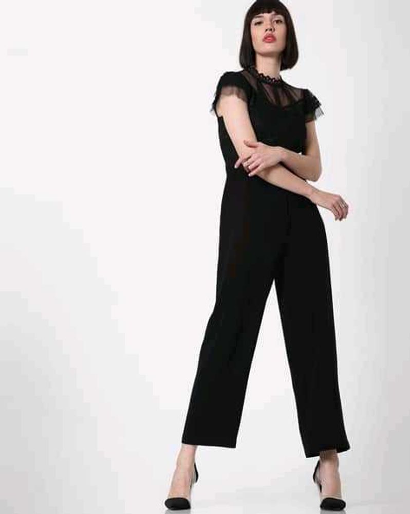 Chic Black Jumpsuit with Sheer Detail