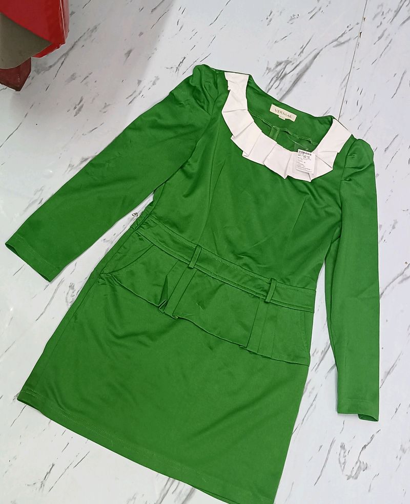 Parrot Green Dress Top For Girls Women New