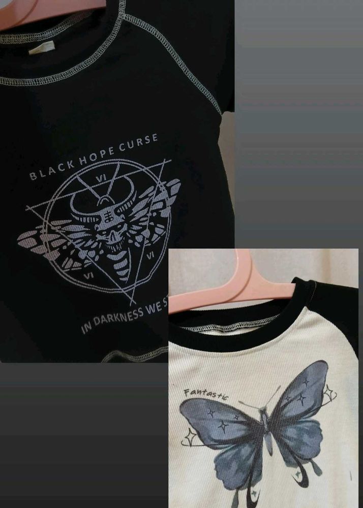Combo of 2 Crop Tops | Y2K butterfly &amp; Grunge Aest