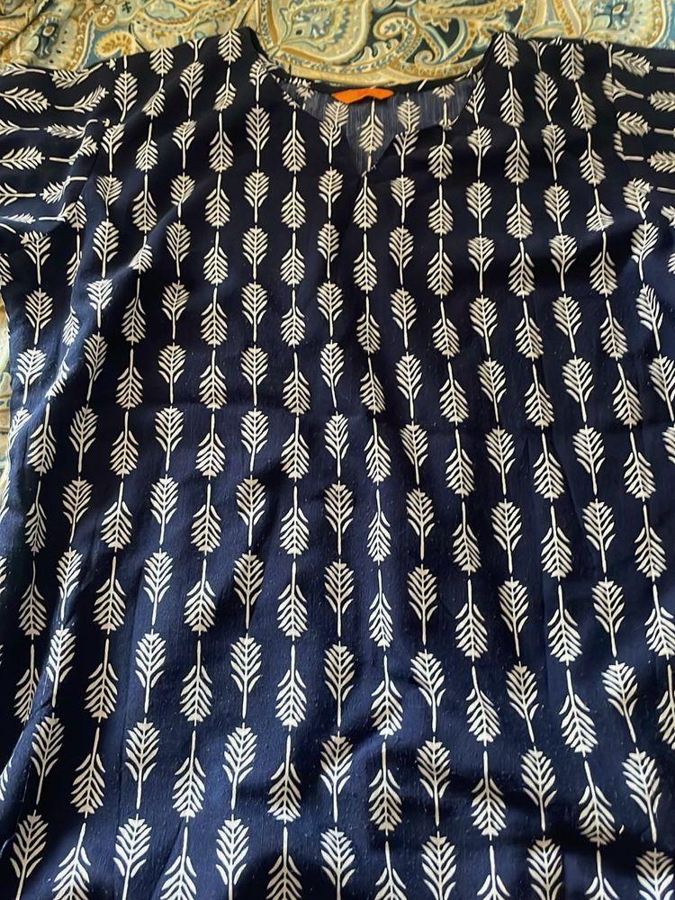 Stylish Navy Blue Printed Kurta