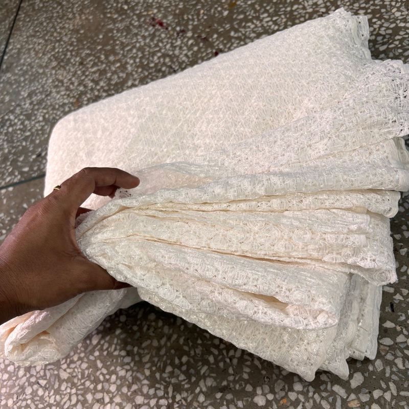 White Dress Material Clothes 7 Meter Approximately