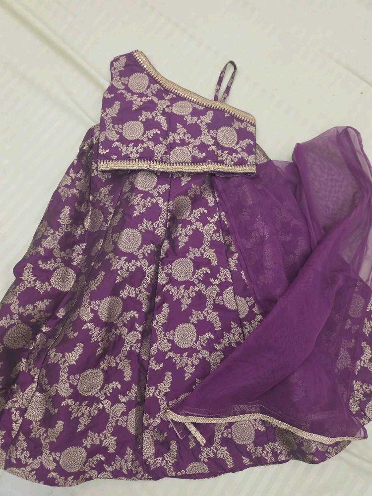 Beautiful Purple Brocade Lehenga Choli