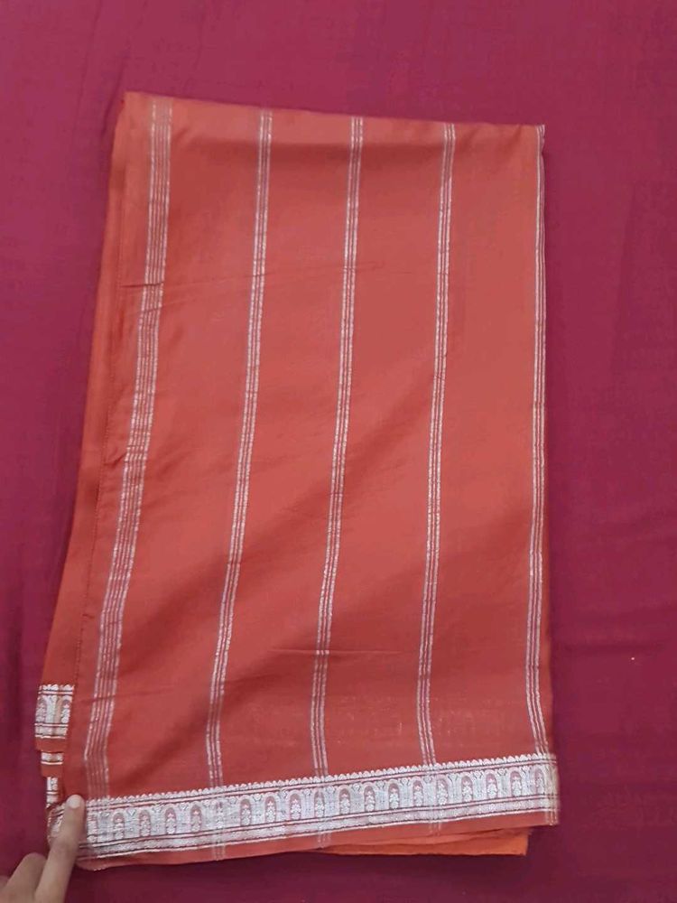 Elegant Orange Striped Saree