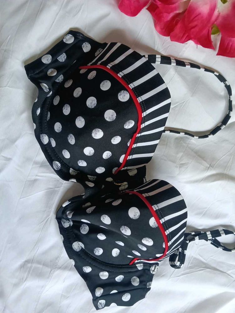 Cute Polka Dot &amp; Stripe Bikini Top